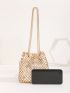 Rhinestone Decor Bucket Bag