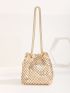 Rhinestone Decor Bucket Bag