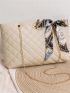 Twilly Scarf Decor Quilted Shoulder Tote Bag