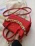 Chevron Chain Double Handle Square Bag