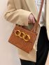 Letter Graphic Chain Decor Quilted Square Bag