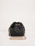 Quilted Faux Pearl Decor Bucket Bag