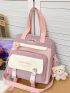 Letter Graphic Badge Decor Backpack Without Bag Charm