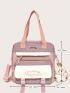 Letter Graphic Badge Decor Backpack Without Bag Charm