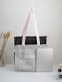 Letter Graphic Pocket Front Tote Bag