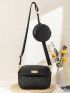 Mini Quilted Pattern Metal Detail Dome Bag With Coin Case