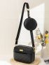 Mini Quilted Pattern Metal Detail Dome Bag With Coin Case