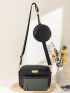 Mini Quilted Pattern Metal Detail Dome Bag With Coin Case