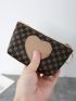 Graphic Print Heart Decor Coin Purse