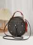 Mini Letter Graphic Studded Detail Circle Bag
