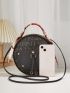 Mini Letter Graphic Studded Detail Circle Bag