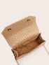 Ostrich Pattern Flap Satchel Bag