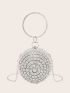 Mini Rhinestone Decor Top Ring Circle Bag