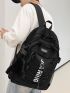 Letter Graphic Drawstring Decor Backpack