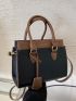 Letter Detail Two Tone Square Bag