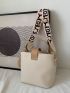 Two Tone Button Decor Bucket Bag With Bag Charm