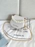 Mini Letter Graphic Faux Pearl Decor Flap Chain Crossbody Bag