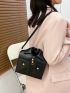 Mini Studded Decor Ruched Zip Front Novelty Bag