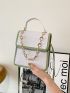 Mini Crocodile Embossed Chain Decor Contrast Binding Flap Square Bag