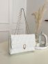 Quilted Pattern Flap Chain Square Bag