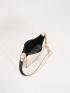 Contrast Piping Chain Decor Baguette Bag