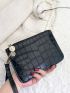 Crocodile Embossed Coin Purse With Wristlet