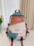 Colorblock Letter Graphic Large Capacity Functional Backpack