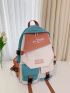 Colorblock Letter Graphic Large Capacity Functional Backpack