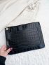 Crocodile Embossed Clutch Bag With Wristlet