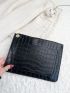 Crocodile Embossed Clutch Bag With Wristlet