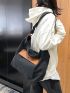 Two Tone Pocket Front Design Bucket Bag