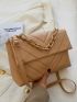 Quilted Chain Flap Square Bag