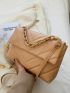 Quilted Chain Flap Square Bag