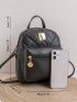 Quilted Detail Metal Decor Classic Backpack