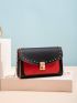 Studded Decor Flap Chain Square Bag
