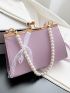 Faux Pearl Beaded Kiss Lock Square Bag