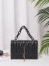 Mini Chevron Tassel Decor Flap Square Bag