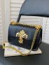 Metal Lock Design Chain Square Bag