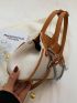 Two Tone Chain Decor Flap Bucket Bag