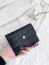 Crocodile Embossed Pressed Button Flap Coin Purse