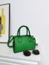 Litchi Embossed Contrast Piping Square Bag