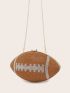 Rhinestone Decor Rugby Design Novelty Bag