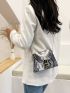 Snakeskin Faux Pearl Decor Square Bag