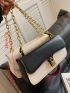 Two Tone Crocodile Embossed Chain Square Bag
