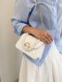 Mini Faux Pearl Decor Quilted Flap Square Bag
