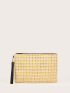 Two Tone Straw Clutch Bag With Wristlet