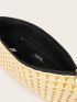 Two Tone Straw Clutch Bag With Wristlet
