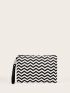 Two Tone Chevron Straw Bag