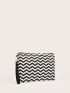 Two Tone Chevron Straw Bag