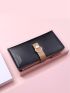 Letter Graphic Metal Decor Long Wallet